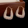 フープイヤリングコゴニア女性のための幾何学的真珠高品質