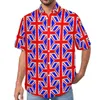 Men's Casual Shirts British Flag Shirt Flags Print Beach Loose Hawaiian Y2K Blouses Short Sleeve Graphic Oversized Clothes