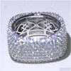 Anéis de casamento tamanho 5-10 jóias de luxo 925 esterlina sier preenchimento pave mirco fl branco safira cz diamante promessa anel casamento mulheres banda dhmo4