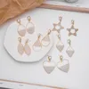 Saplama Küpe Gümüş İğne El dokuma İnci Geometrik yumuşak moda trend yıldız kalp oval kolye düğün partisi