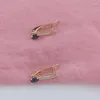 Dangle Earrings FJ Women 585 Royal Blue Stone Rose Gold Color Smart