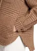 Женские куртки Зимние шерстяные пальто в клетку светло-коричневого цвета