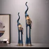 Estatuetas decorativas moderna elefante luz luxo criativo resina arte ornamentos decoração de piso grande ao lado do armário tv casa varanda pouso