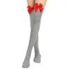 Chaussettes extensibles au dessus du genou pour femmes, 1 paire, collants hauts avec nœuds, cuisses, Cosplay JK Lolita Stokings, Sexy