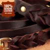 Colliers de chien Laisses Collier en cuir véritable Laisse Ensemble tressé durable pour chiens de taille moyenne Accessoires pour animaux de compagnie de berger allemand 230906