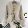 الفراء النسائي Faux Fur 2023 New Style Winter Winter Down Coat for Women with fur fur fur shice feather short jacket fox out outwear x0907
