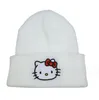 Chapéu quente de inverno para meninas grandes, gorro de malha Kuromi Cinnamoroll Melody bordado, acessórios para crianças