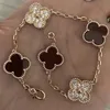 four leaf clover Bracelet Natural Shell Gemstone Gold Plated 18K designer for woman T0P quality highest counter quality European size gift golden 001C