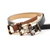 Zly 2022 New Fashion Belt Women Men Pu Soild Leather Material Square Square Leopard Pin Buckle Luxury Alegant Quality