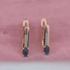 Brincos pendurados FJ femininos 585 pedra azul real rosa ouro cor inteligente