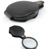 wholesale 10X Microscope Pliable PU Matériel Lecture Mini Loupes Portable Bijoux Loupe Loupe Lentille Loupe de Poche LL