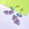 Dangle Earrings ASNORA Fashion Exaggerated Micro-Inlaid CZ Butterfly Pendant Rarrings Luxury Personalized Jewelry Purple Pink Earring