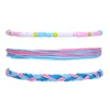 Bracelets de charme 3pcs bracelet imperméable mode coque décontractée coque de style océan cire colorée perle borde