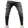 Jeans da uomo grigio strappato per uomo autunno moda sottile elastico in vita effetto consumato uomo casual skinny denim pantaloni a matita Pantalon Ho255C