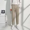 Männer Hosen Männer Anzug Knöchel-Länge Hosen Männlichen Japanischen Stil Streetwear Solide Voll Baggy Frühling Herbst Lose Gerade Dünne