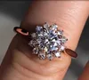 Anéis de cluster sólido 10k rosa ouro mulheres festa de casamento aniversário anel de noivado 1 2 3 4 5 redondo moissanite diamante flor