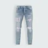 Designer Heren Jeans Split Denim Broek Heren Slim Fit Jeans Casual Hip Hop Knop Broek Mannen Elastische Broek vrouwen Gat sli236m