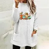 Women's Hoodies Women Casual Double Fuzzy Halloween Printed Sweatshirt Faux Fleece Zip Pullover Sweaters Sweatshirts Coat Outwear