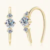 Boucles d'oreilles de luxe 0.72cttw 6 pierre vraie couleur D 2mm 4mm boucle d'oreille Moissanite complète pour les femmes S925 plaque d'argent Sterling 18K bijoux fins