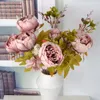 Fleurs décoratives 1 pièces soie artificielle fausse pivoine Bouquet de mariage Floral hortensia de mariée décor fête