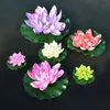 Decorative Flowers Wreaths 1017284060cm Lotus Artificial Flower Floating Fake Lotus Plant Lifelike Water Lily Micro Landscape for Pond Garden Decor 230906