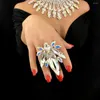 Cluster Rings Stonefans INS Large Rhinestone Exaggerate Statement Accessories Chunky Adjustable Crystal Finger Wedding Jewely Gift