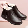 Boots Women Leaather Winter Vintage Round Head anti slip Light Platfor