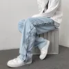 Mäns jeans 2023 mode rem cross design baggy män hip hop byxor raka vintage kausal lös denim byxor vetenskap homme