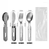 Dinnerware Sets 3Pcs Set Vintage Stainless Steel Tableware Outdoor Travel Camping Multifunctional Knife Fork And Spoon Kitchen Supplies
