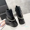 Designer Martin Bottes Hiver Mode Biker Plateforme Appartements Bottes de Combat Talon Bas Bottines