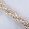 Loose Gemstones 6-8mm Natural White Baroque Wholesale Freshwater Pearl Strands Side Hole Strap Chain