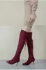 Buty damskie jesienne i zimowe styl wszechstronny seksowna nad-kolana nowoczesna krzyżowa wysoka 8 cm plus size 31-48