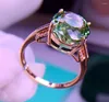 Klusterringar e506 turmalin ring fina smycken solid 18k guld natur gröna ädelstenar 5.8ct diamanter för kvinnor närvarande