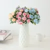 Decorative Flowers Artificial Rose Bouquet Simulation Blue Fake Flower Wedding Pography Home Living Room Table El Decoration