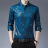 Herenoverhemden 2023 Herfst Smart Casual Shirt Lange Mouw Grappige Grafische Voor Mannen Revers Koreaanse Stijl Zakelijke Kleding