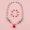 Strand Makesland Christmas Color Barrel Bead Necklace Set For Children Cute Glass Bracelet Jewelry Charms Gift Wholesa