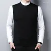 Gilet da uomo Maglione slim fit da uomo Canotta lavorata a maglia Canotta senza maniche Pullover tinta unita Girocollo Usiness Casual Aderente