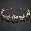 Kopfschmuck Strass Perle Krone Stirnband Vintage Kristall Braut Tiaras Hochzeit Zubehör Blätter Schmuck Gold Farbe für Haar