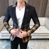 Fantazyjne kratę gradient blezer men żółta czerwona sukienka ślubna 2020 Blazer Slim Fit Single Button Fashion Fashion Kurtka Men231h