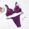 Seksi Vs Rhinestone Mektupları İç Çamaşırı Kadın Takımını Toplar Kızlar Rahat Sutu Set Seti Rhinestone Lingerie Pink Q0705217J