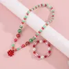 Strand Makesland Christmas Color Barrel Bead Necklace Set For Children Cute Glass Bracelet Jewelry Charms Gift Wholesa