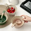 ボウルズ家庭用陶器陶器ボウル日本の手作りレトロラフキャップチャビースプーンサラダの絶妙な形状アンチスキド