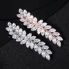 Wedding Hair Jewelry Miallo Fashion Barrette Cubic Zirconia Leaf Hair Clips for Women Accessories Bridal Wedding Hair Jewelry Party Bride Headpiece 230907