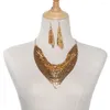 Ensemble collier et boucles d'oreilles Y2K à paillettes métalliques, écharpe triangulaire, ras du cou et boucles d'oreilles, bandeau dégradé pour femmes, bijoux à la mode