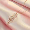 Chains Necklace Women's 925 Sterling Silver Rose Gold Leaf Clavicle Chain Luxurious Style Color 2023