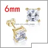 Stud Fashion Square Cz Zirkon Ohrringe für Frauen 5mm8mm Kleine Silber Rosa Farbe Ohrring Minimalistisches Design Party Schmuck Drop Deliv Deliv Dhhp7