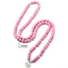 Pink Howlite Stone Healing Chakra 108 Prayer Beads Mala Bracelet Women Jewelry Wrist OM Buddhist Buddha Charm Bracelets224k