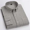 Men's Casual Shirts Luxury Long Sleeve Flannel Stripe Plus Size Cotton Checked Leisure Soft Social Smart Shirt Regular Fit
