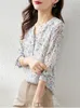 Frauen Blusen Chiffon Hemd Mode Frauen Print Bluse Top Sommer Büro Dame Langarm Pullover V-ausschnitt Weibliche Kleiden