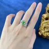 2023 New emerald diamond ring for women High quality Fashion 925 sterling silver leaf diamond wedding ring hiphop jewelry Gifts